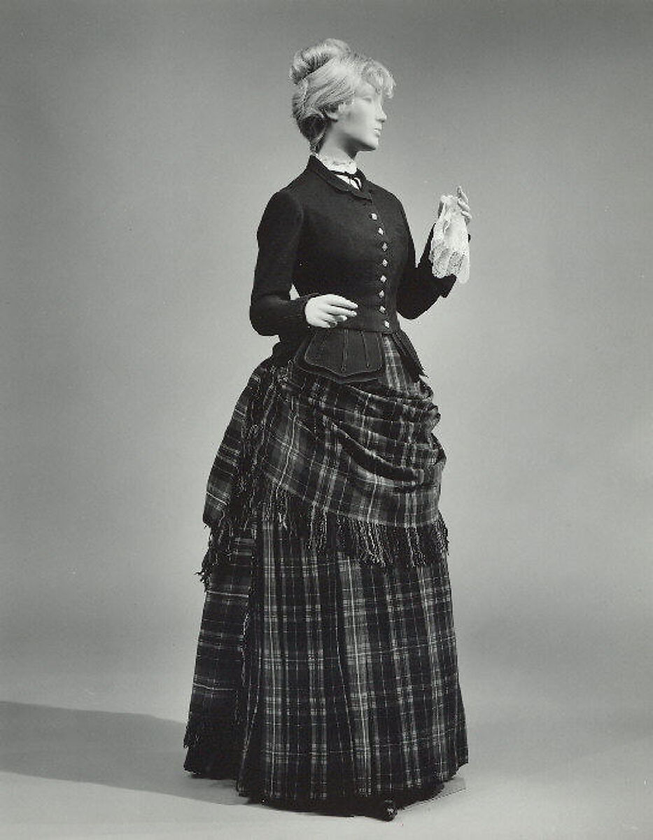 Dress, wool, silk, British