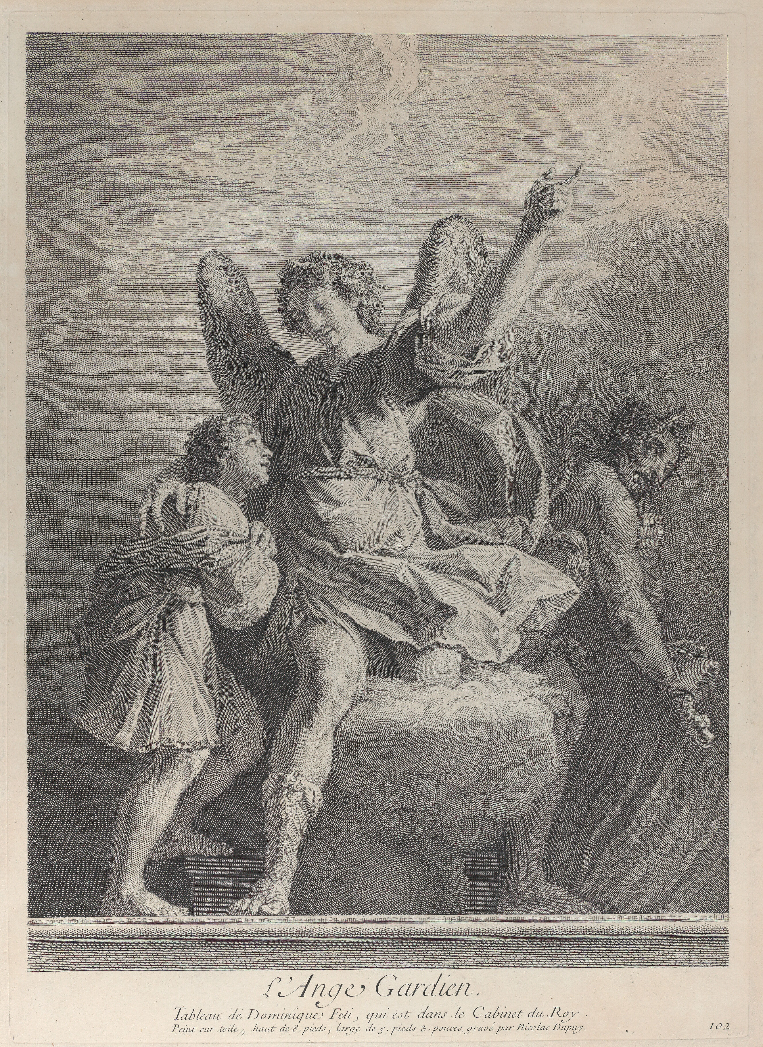 Nicolas Gabriel Dupuis - The Guardian Angel, stepping off a cloud