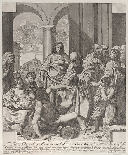Saints Peter and John healing the sick at the gate of the temple