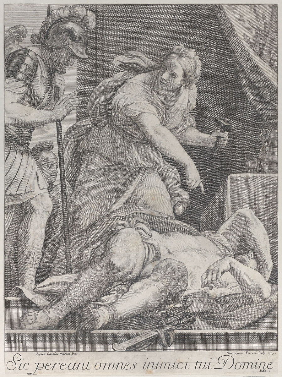 Jael slaying Sisera, Hieronymus Ferroni (1687–1730), Etching 