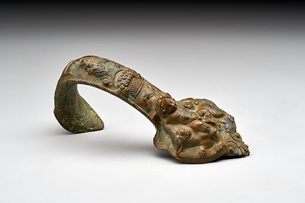 Handle of a jug (situla), Copper alloy, Rome 