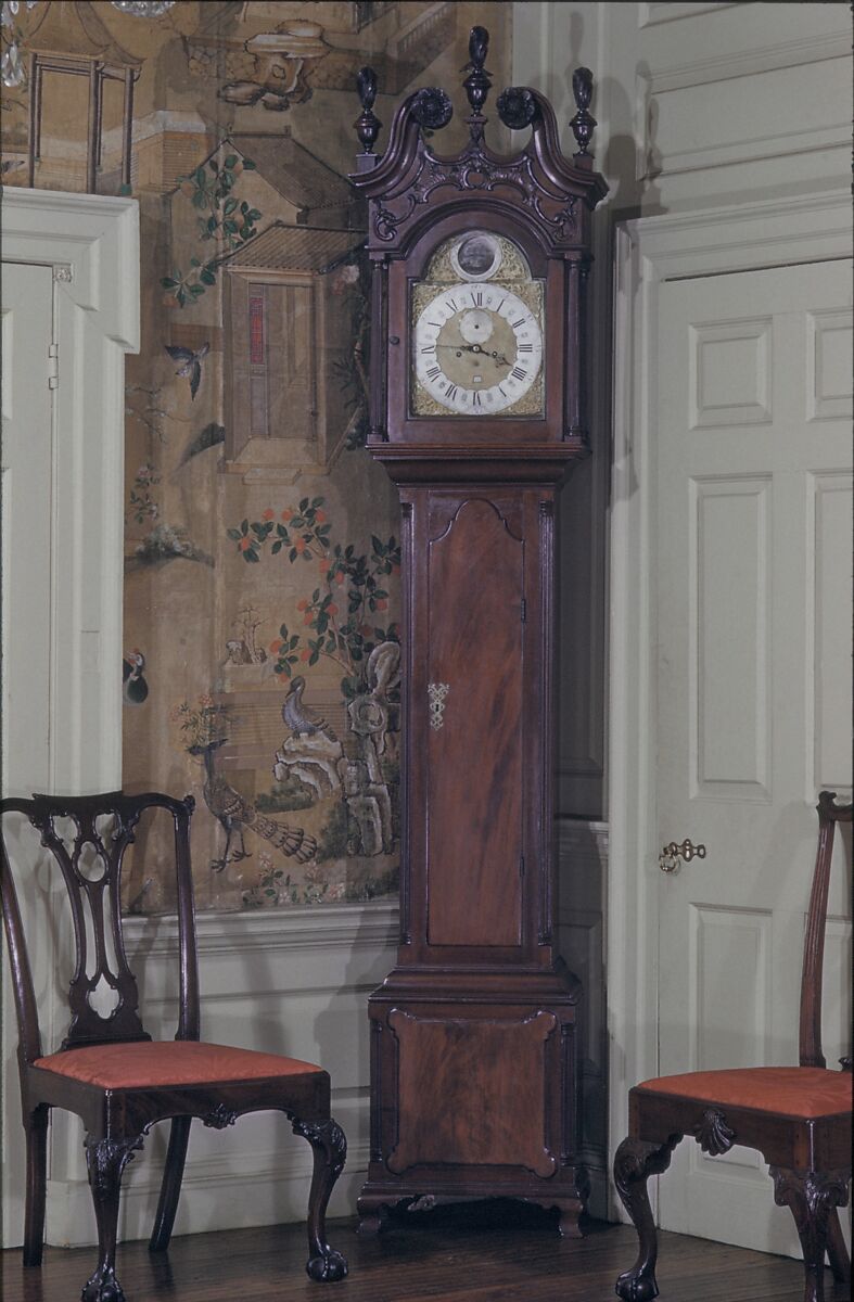 Tall Clock, William Huston (ca. 1730–1791), Mahogany, poplar, cherry, American