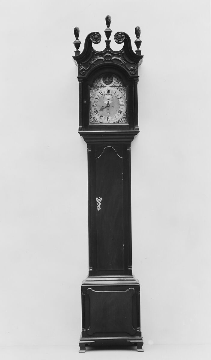 Tall Clock, William Huston (ca. 1730–1791), Mahogany, poplar, cherry, American 