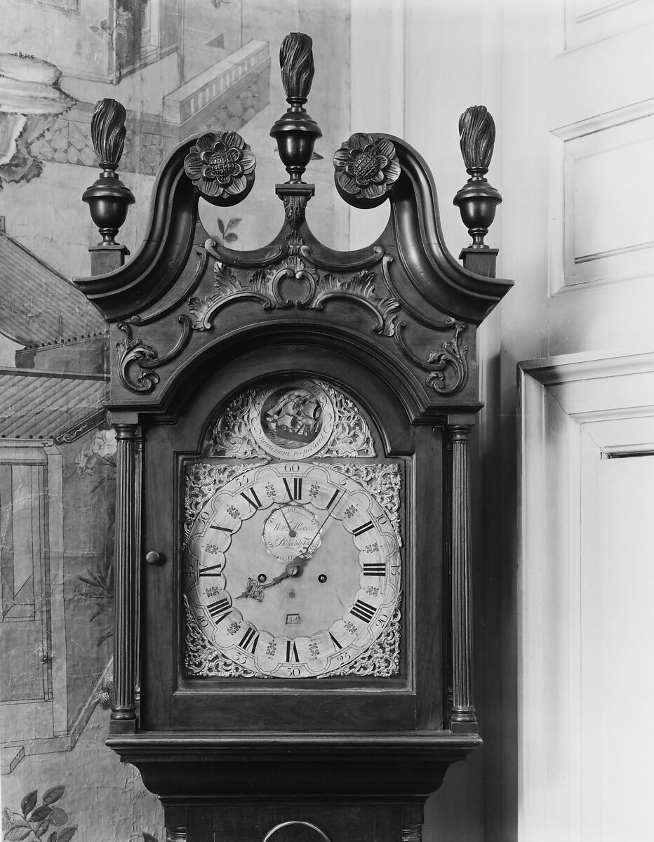 Tall Clock, William Huston (ca. 1730–1791), Mahogany, poplar, cherry, American