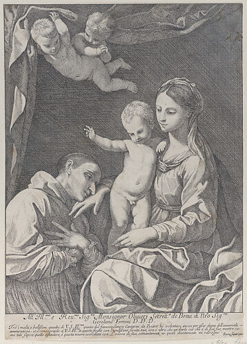 The Virgin and Child adored by Saint Carlo Borromeo, who kisses her hand