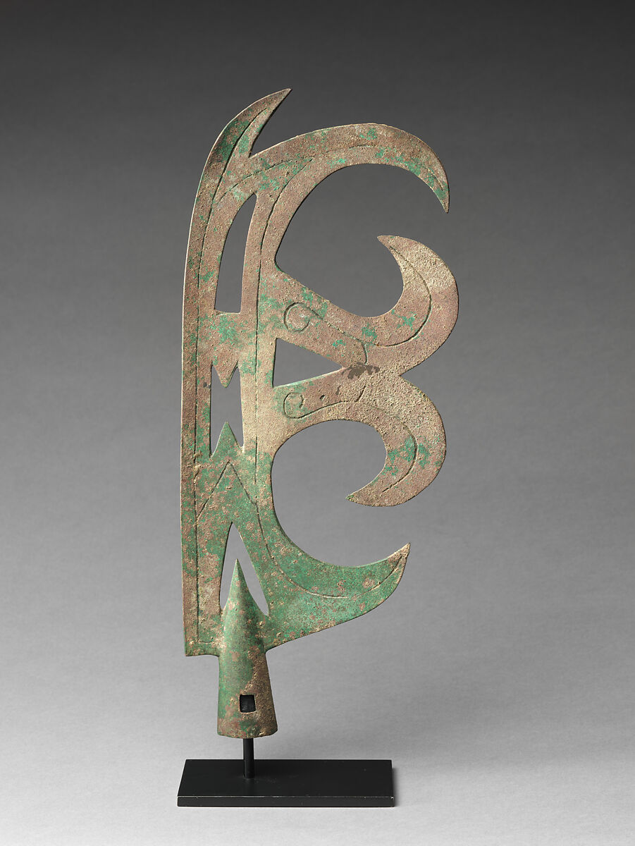 Ceremonial halberd blade or finial, Bronze, China