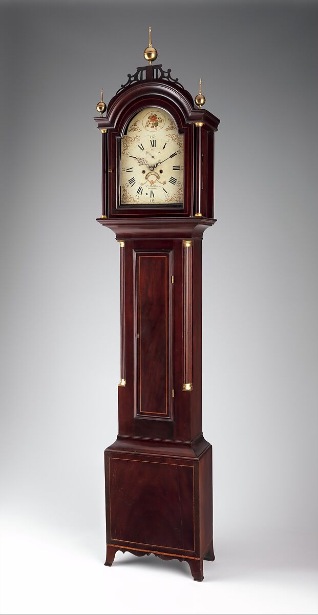 Tall Clock, Joseph Mulliken (active 1775–1800), Mahogany, white pine, American