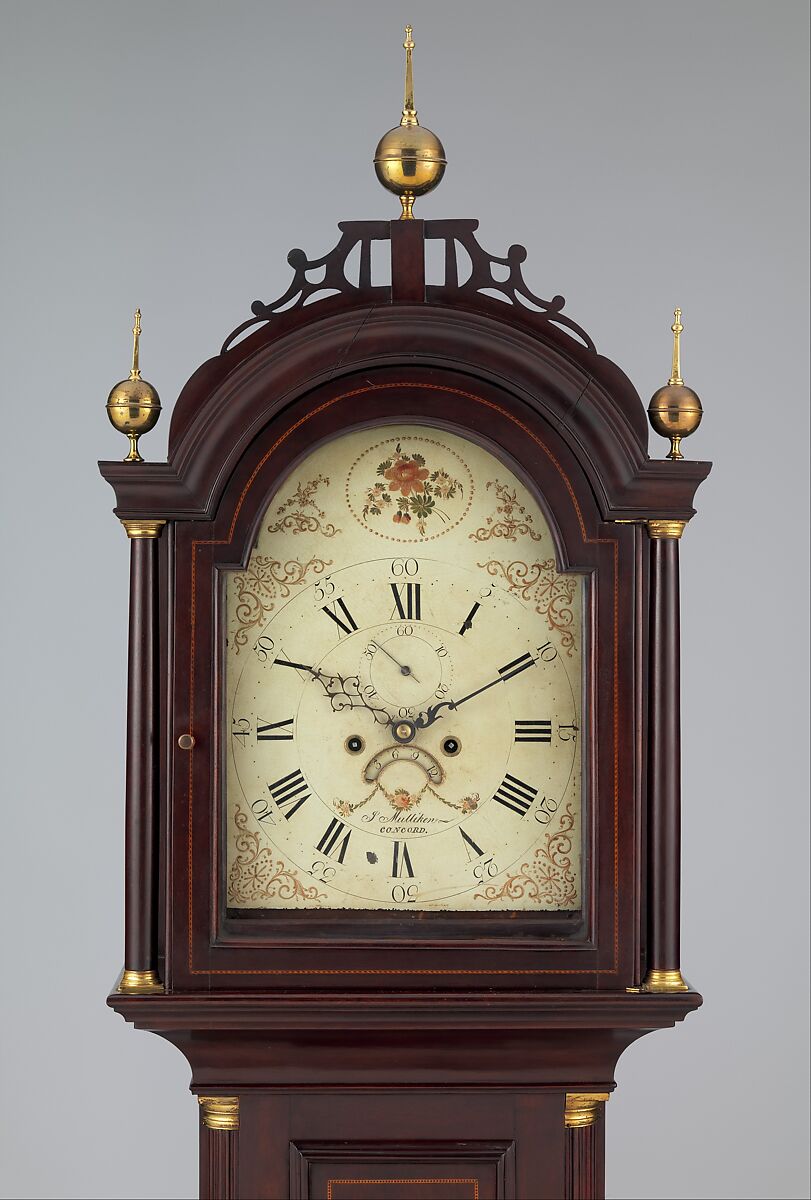 Tall Clock, Joseph Mulliken (active 1775–1800), Mahogany, white pine, American