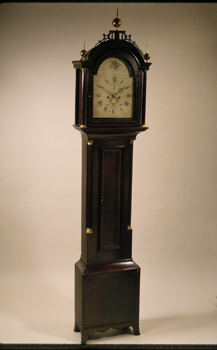 Tall Clock, Joseph Mulliken (active 1775–1800), Mahogany, white pine, American
