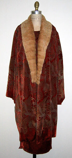 Evening ensemble, Gallenga (Italian, 1918–1974), silk, glass, fur, Italian 
