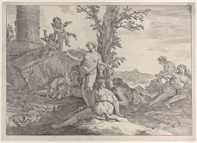 Six nymphs and two putti, from 