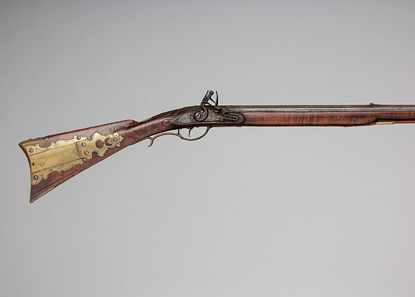 American Longrifle, Martin Shell Jr. (American, 1763–1817 Paxton, Pennsylvania), Wood (maple), steel, iron, brass, silver, American, Dauphin County, Pennsylvania 