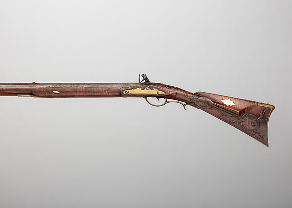 American Longrifle, Martin Shell Jr. (American, 1763–1817 Paxton, Pennsylvania), Wood (maple), steel, iron, brass, silver, American, Dauphin County, Pennsylvania
