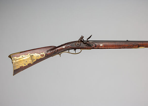 American Longrifle, Nicholas Beyer (American, Lebanon County, Pennsylvania, ca. 1780–1850), Wood, iron, brass, silver, American, Pennsylvania 