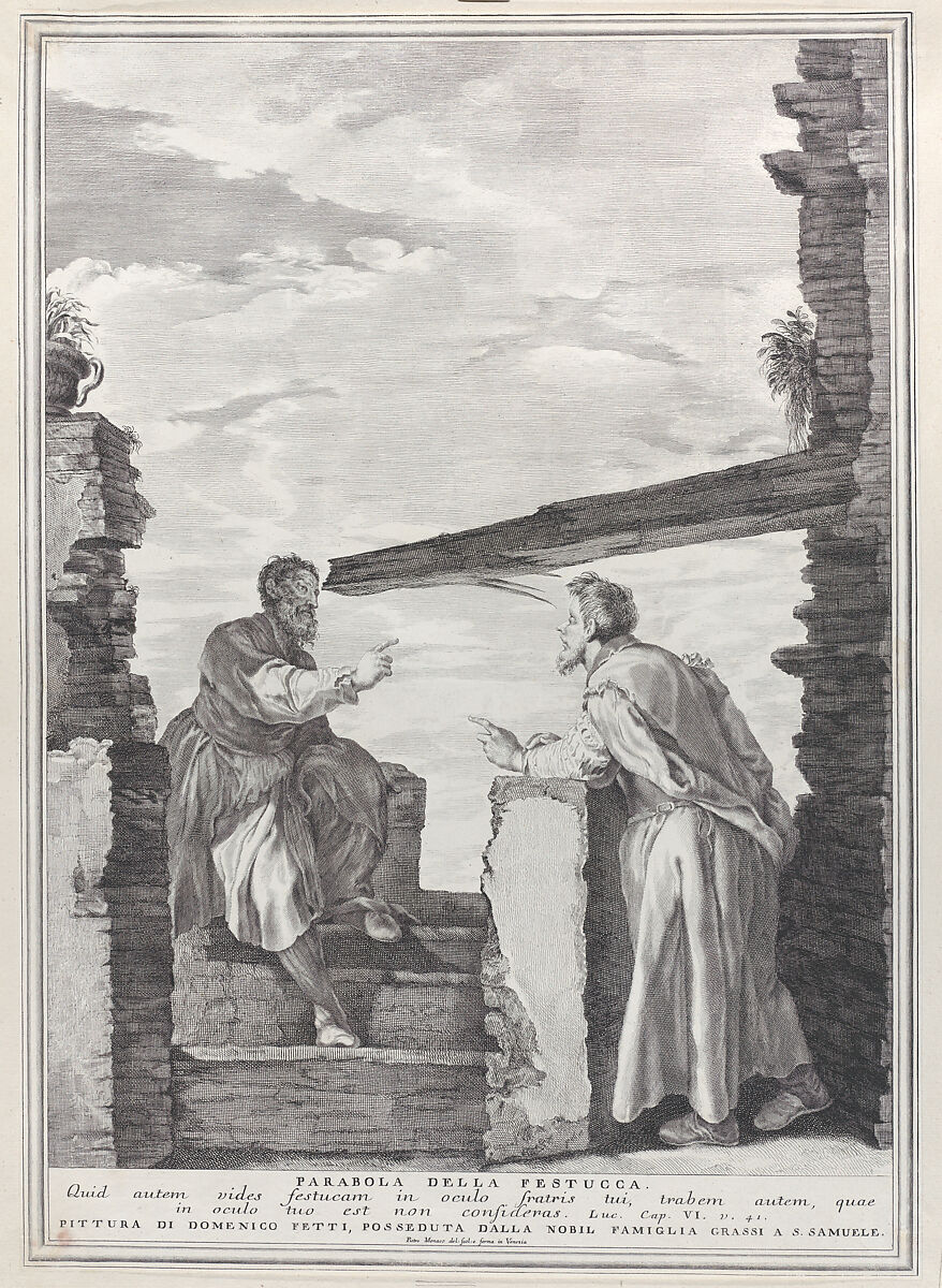 Parable of the mote and the beam, Pietro Monaco (Italian, Belluno 1707–1772 Venice), Etching and engraving 