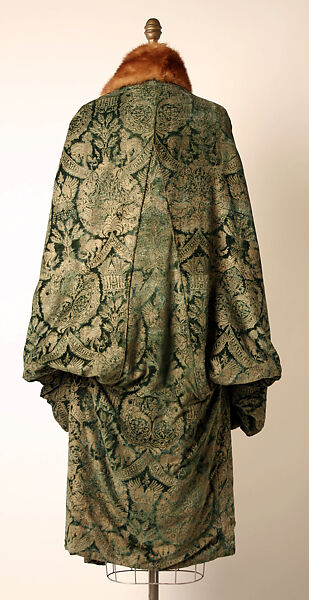 Evening coat, Fortuny (Italian, founded 1906), silk, fur, Italian