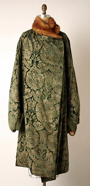 Evening coat, Fortuny (Italian, founded 1906), silk, fur, Italian 