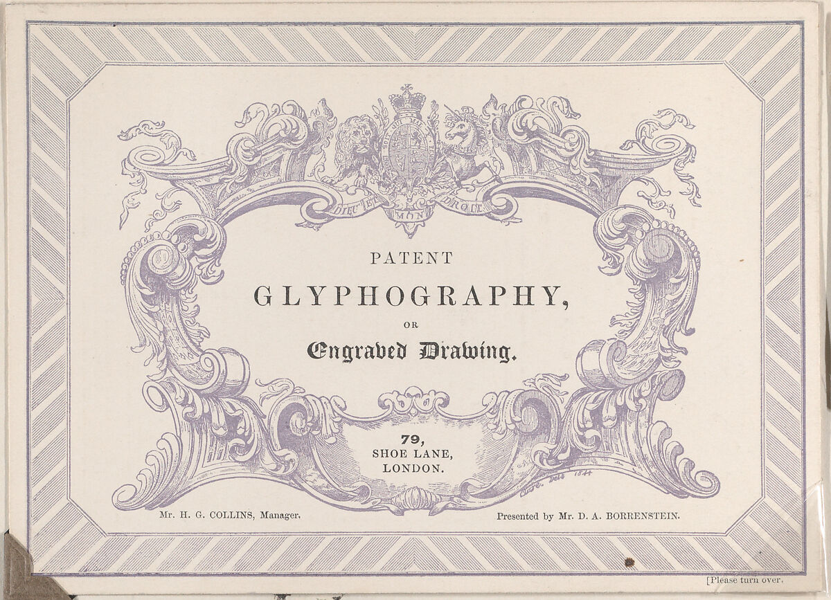 Trade card for Edward Palmer's Glyphographic Office, Glyphographic Printer, Anonymous, British, 19th century, Glyphograph 