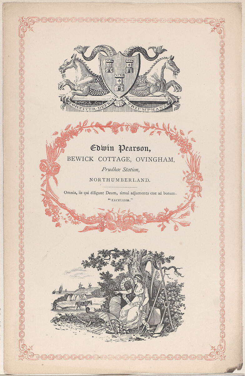 Trade Card for Edwin Pearson, Anonymous, British, 19th century, Engraving 