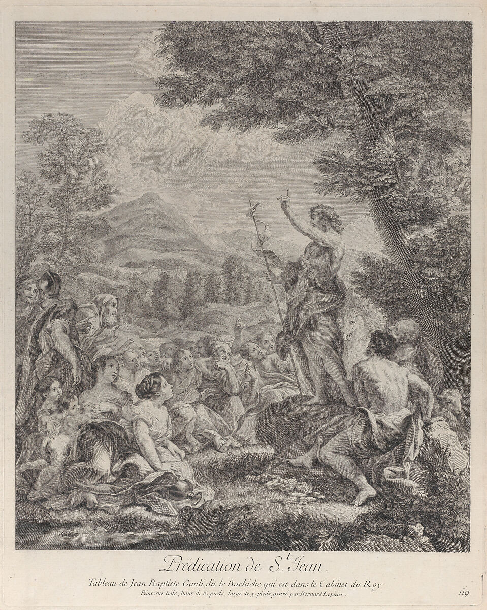 Saint John the Baptist preaching to a crowd, Bernard Lepicié (French, Paris 1698–1755 Paris), Etching and engraving 