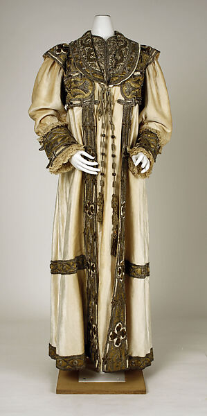 Evening coat, Francis (French), silk, cotton, metallic thread, French 