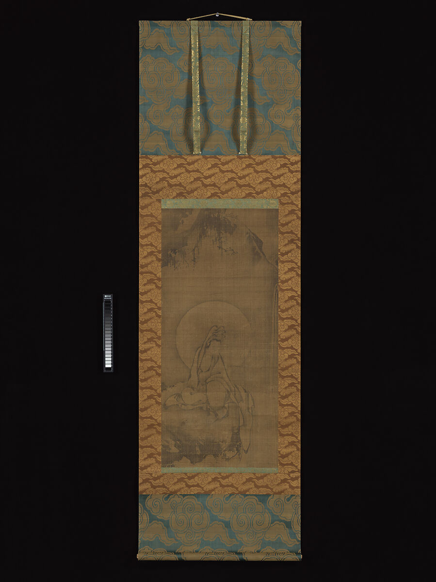 White-Robed Kannon, Kanzan, and Jittoku, Unidentified artist  , 14th century, Set of three hanging scrolls; ink on silk, Japan