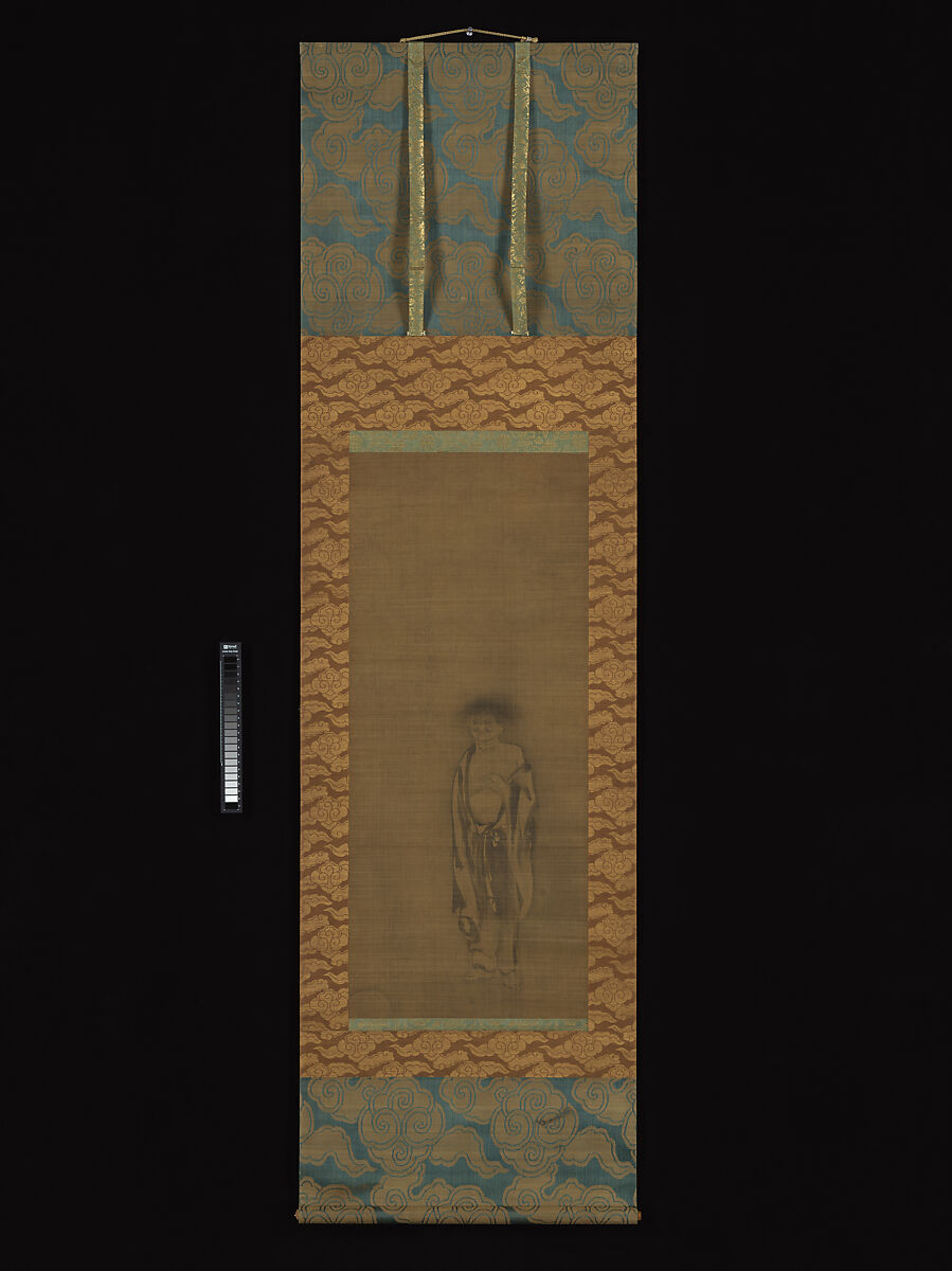 White-Robed Kannon, Kanzan, and Jittoku, Unidentified artist  , 14th century, Set of three hanging scrolls; ink on silk, Japan