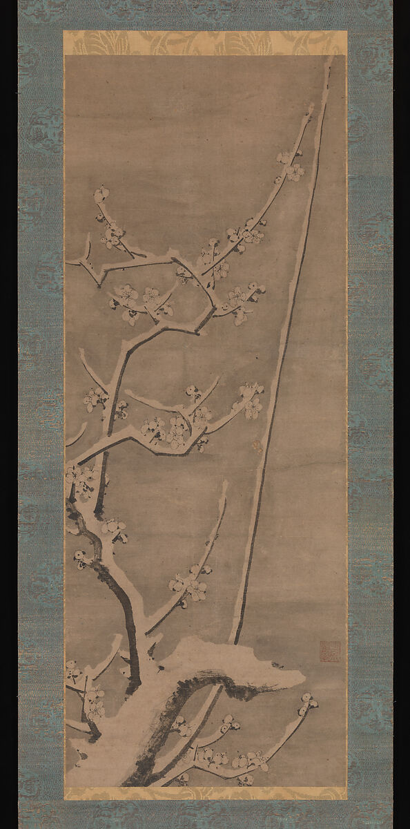 Ink Plum, Byōsen Myōshitsu (Japanese, active ca. 1450–75), Pair of hanging scrolls; ink on paper, Japan