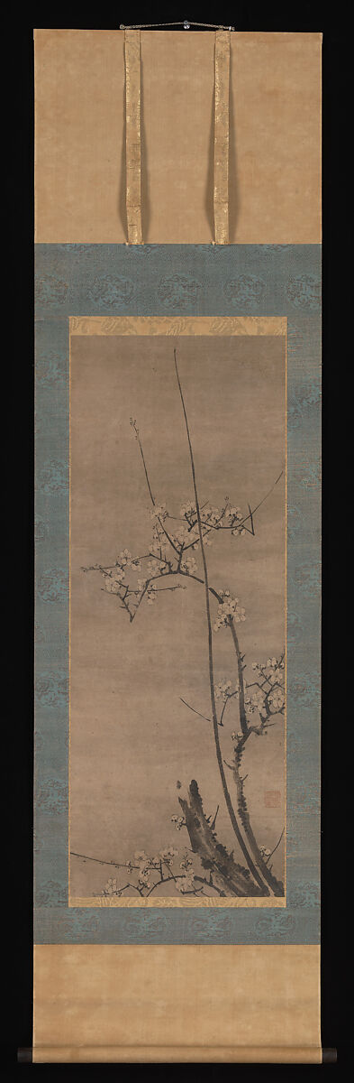 Ink Plum, Byōsen Myōshitsu (Japanese, active ca. 1450–75), Pair of hanging scrolls; ink on paper, Japan