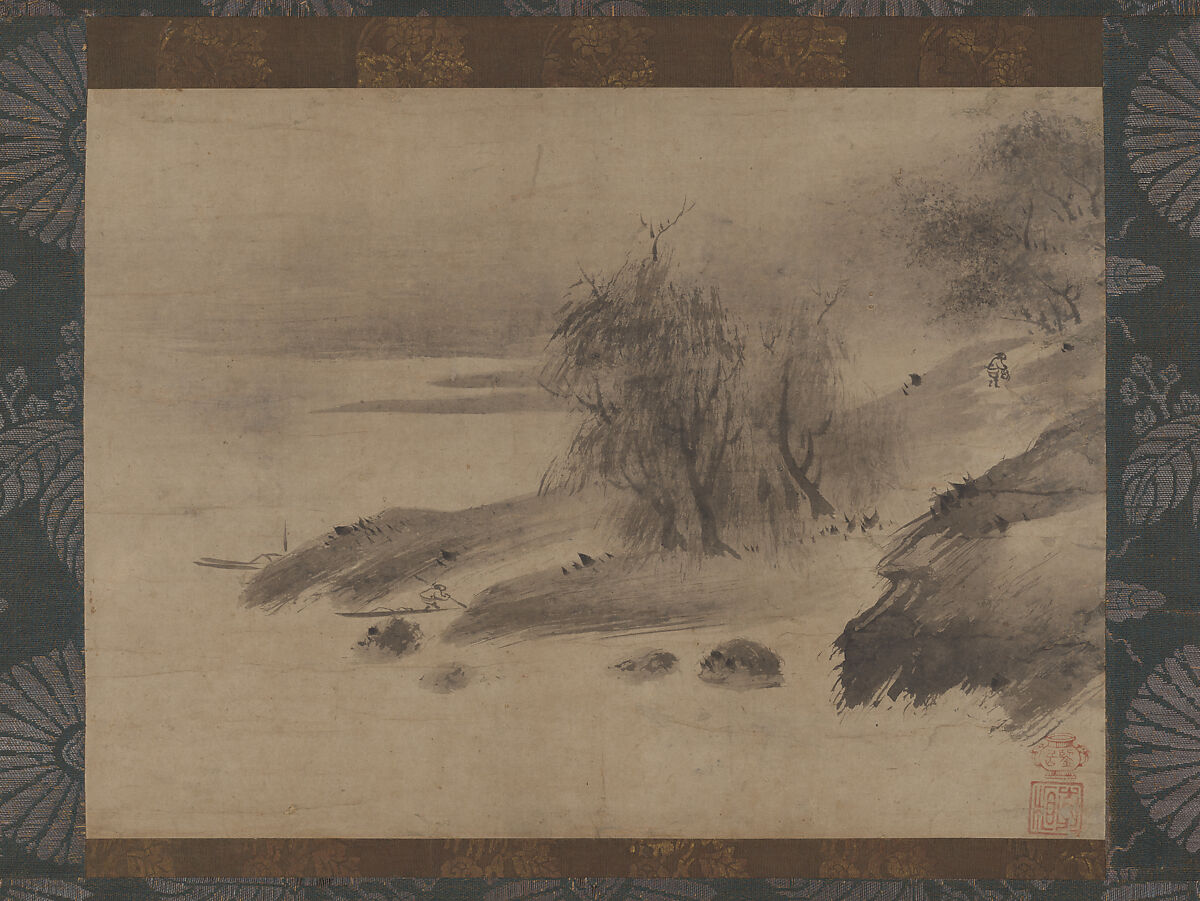 Landscape, Attributed to Sōami (Japanese, died 1525), Hanging scroll; ink on paper, Japan 