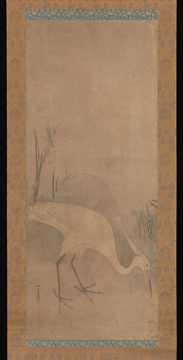 White Heron, Tawaraya Sōtatsu (Japanese, ca. 1570–ca. 1640), Hanging scroll; ink on paper, Japan 