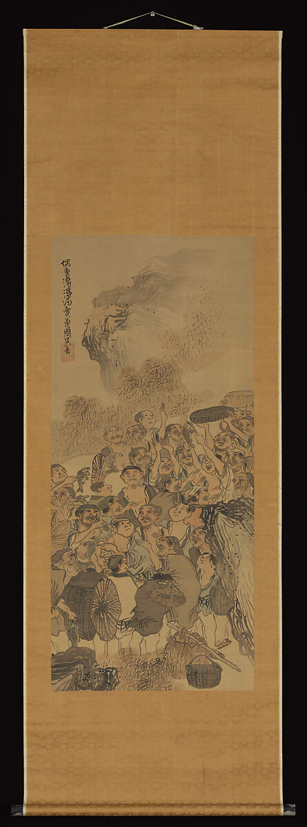 Fish Market, Matsumura Goshun (Japanese, 1752–1811), Hanging scroll; ink and color on silk, Japan