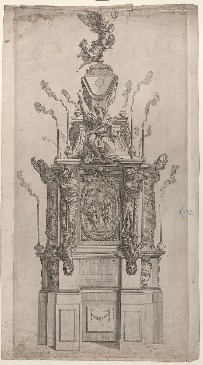 Catafalque, Giovanni Francesco Grimaldi (Italian, Bologna 1606–1680 Rome), Etching 