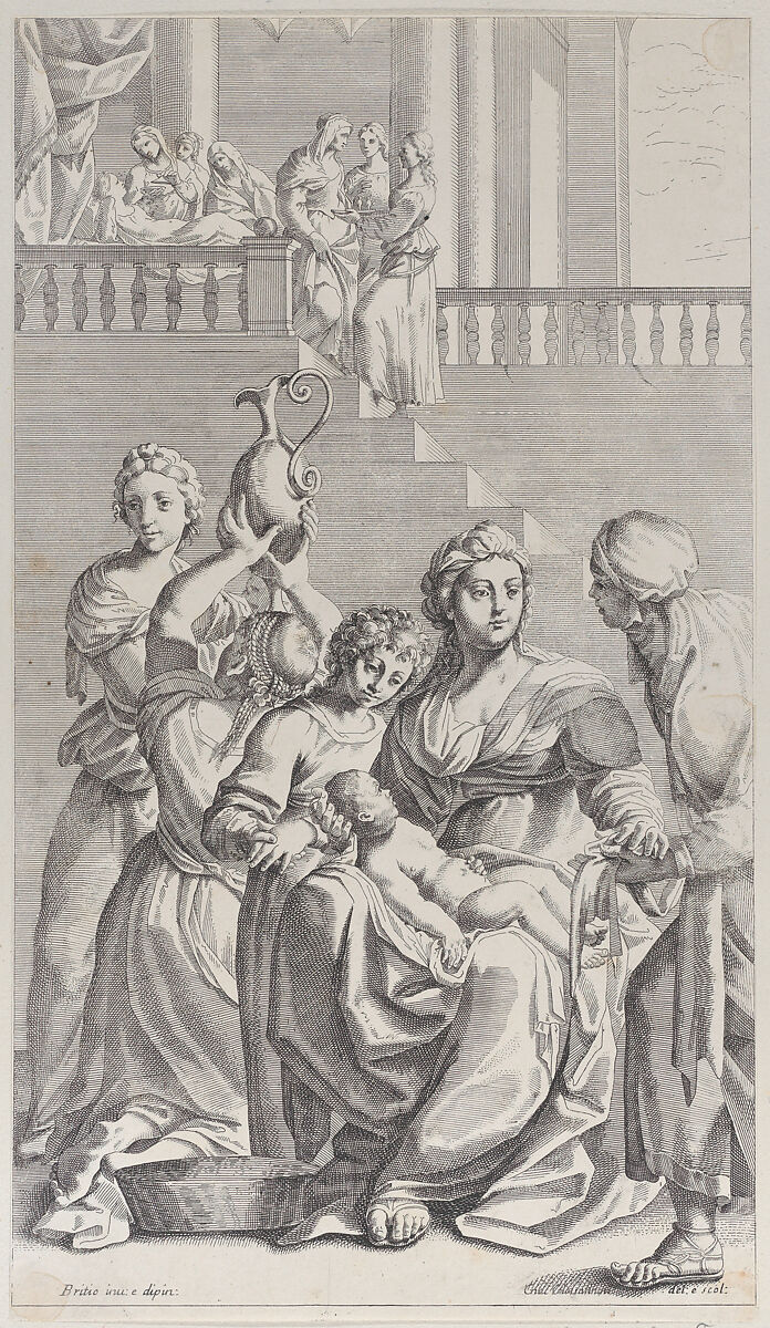 Birth of Saint Benedict, Giacomo-Maria Giovannini (Italian, Bologna 1667–1717 Parma), Etching 