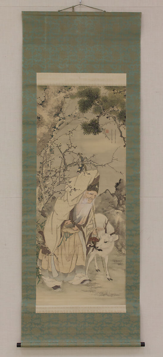 Jurōjin, Gan Ku (Kishi Ganku) (Japanese, 1749–1838), Hanging scroll; ink and color on silk, Japan