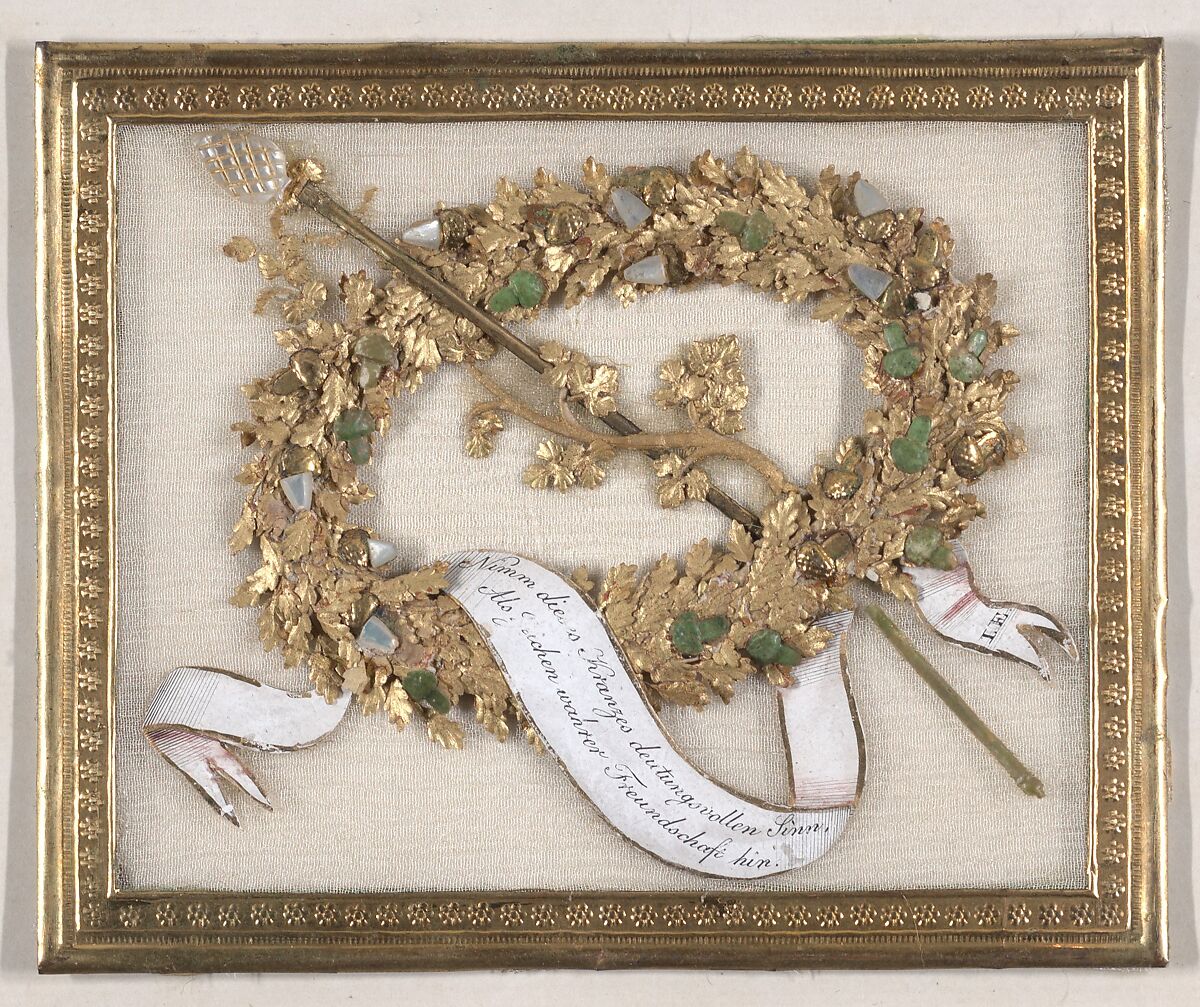 Greeting Card, Johannes Endletzberger (Austrian, 1782–1850), Gouache, metallic paint, metallic foil, embossed and punched paper, and carved and painted mother of pearl on silk 