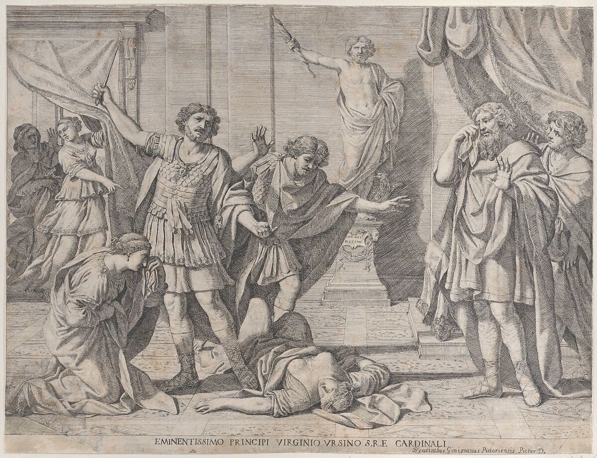 The Death of Virginia, Giacinto Gimignani (Italian, Pistoia 1606–1681 Rome), Etching 