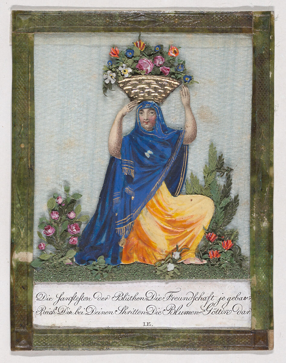 Greeting Card, Johannes Endletzberger (Austrian, 1782–1850), Gouache, metallic paint, metallic foil, hand-colored stipple engraving, and embossed and punched paper on silk 