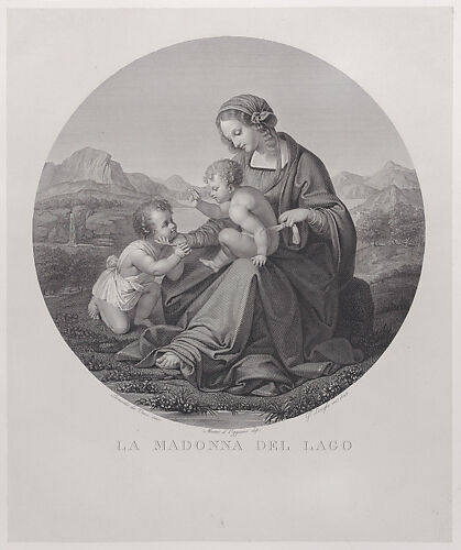 Virgin and Child with the infant Saint John the Baptist, before a landscape, in a tondo (La Madonna del Lago)