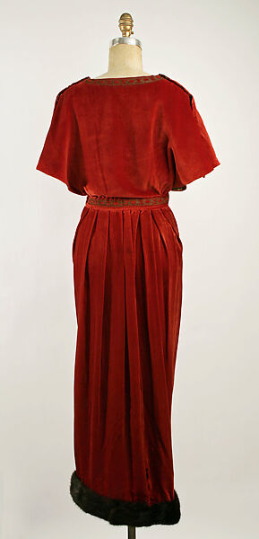 Dinner dress, Babani (French, 1892–1940), silk, fur, metallic thread, French