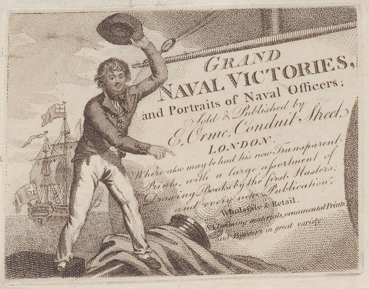 Trade Card for E. Orme, Printseller and Publisher, Anonymous, British, late 18th–early 19th century, Etching 