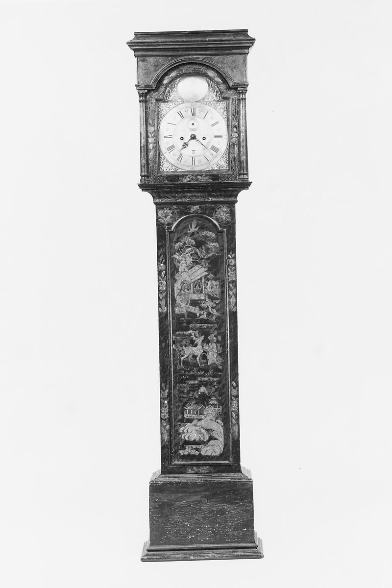 Tall Clock, Joseph Ward (active ca. 1740–60), Japanned white pine; brass, iron, glass, American