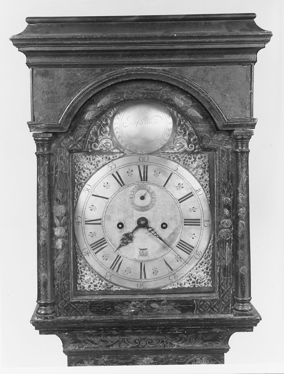 Tall Clock, Joseph Ward (active ca. 1740–60), Japanned white pine; brass, iron, glass, American