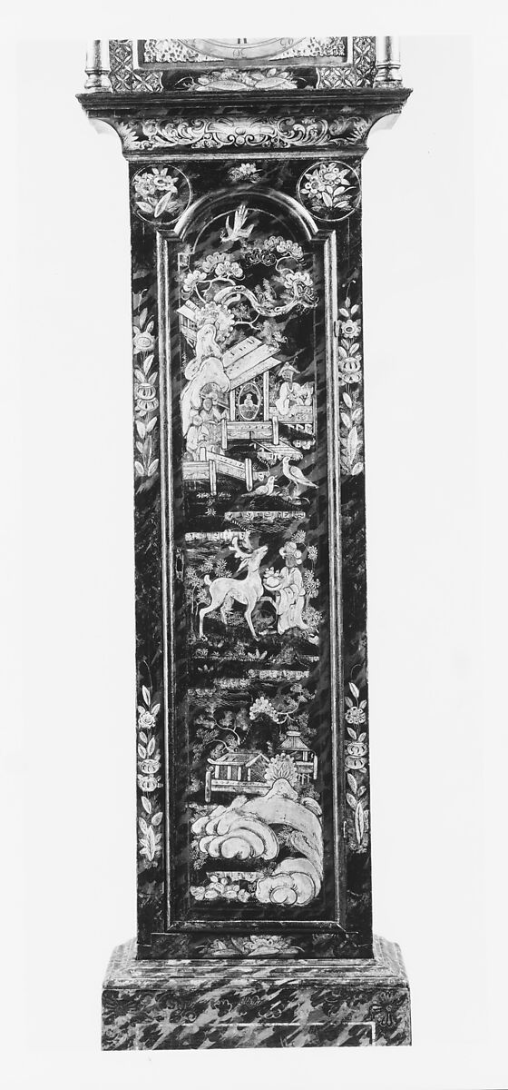 Tall Clock, Joseph Ward (active ca. 1740–60), Japanned white pine; brass, iron, glass, American