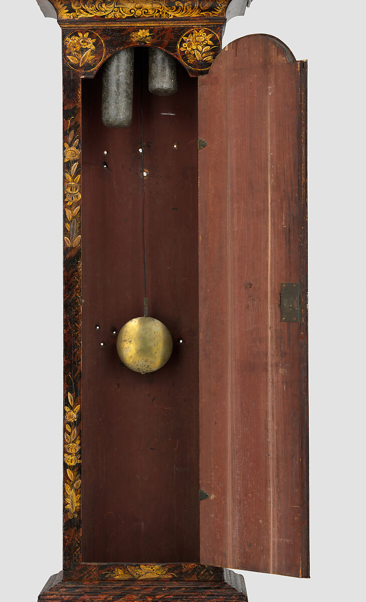 Tall Clock, Joseph Ward (active ca. 1740–60), Japanned white pine; brass, iron, glass, American