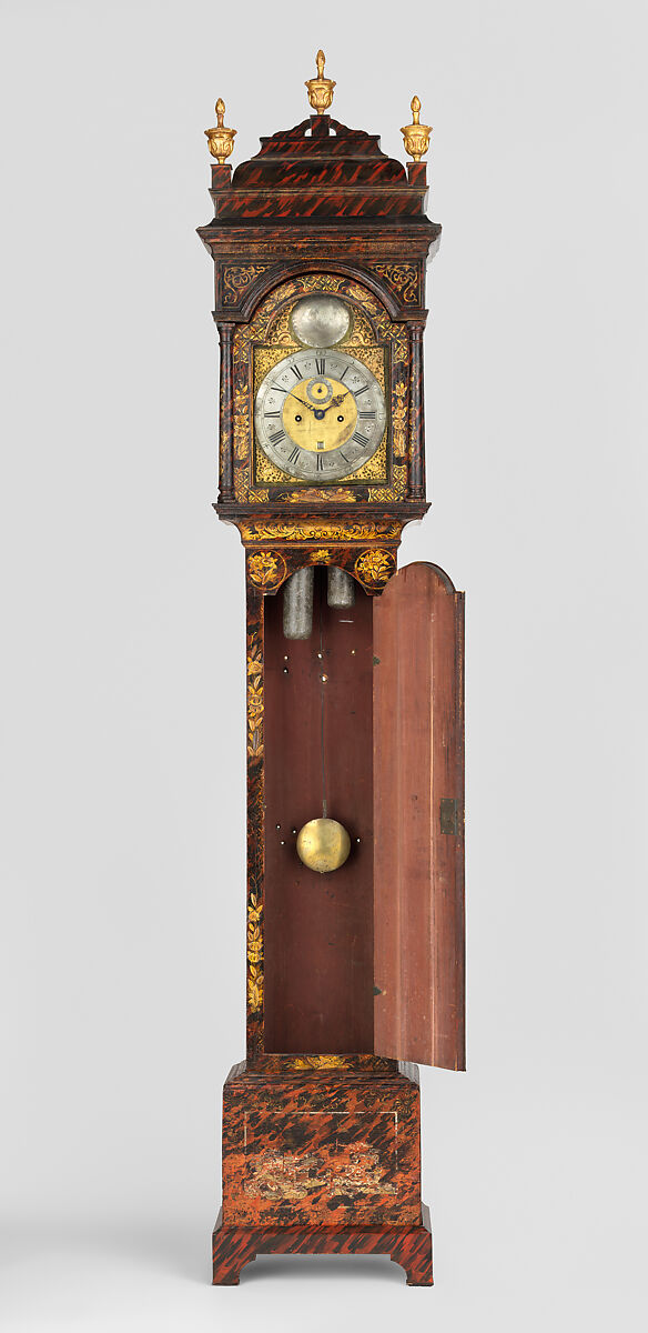 Tall Clock, Joseph Ward (active ca. 1740–60), Japanned white pine; brass, iron, glass, American