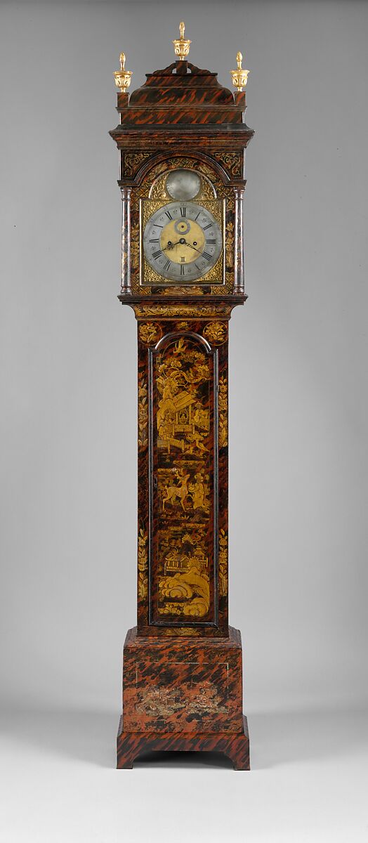 Tall Clock, Joseph Ward (active ca. 1740–60), Japanned white pine; brass, iron, glass, American