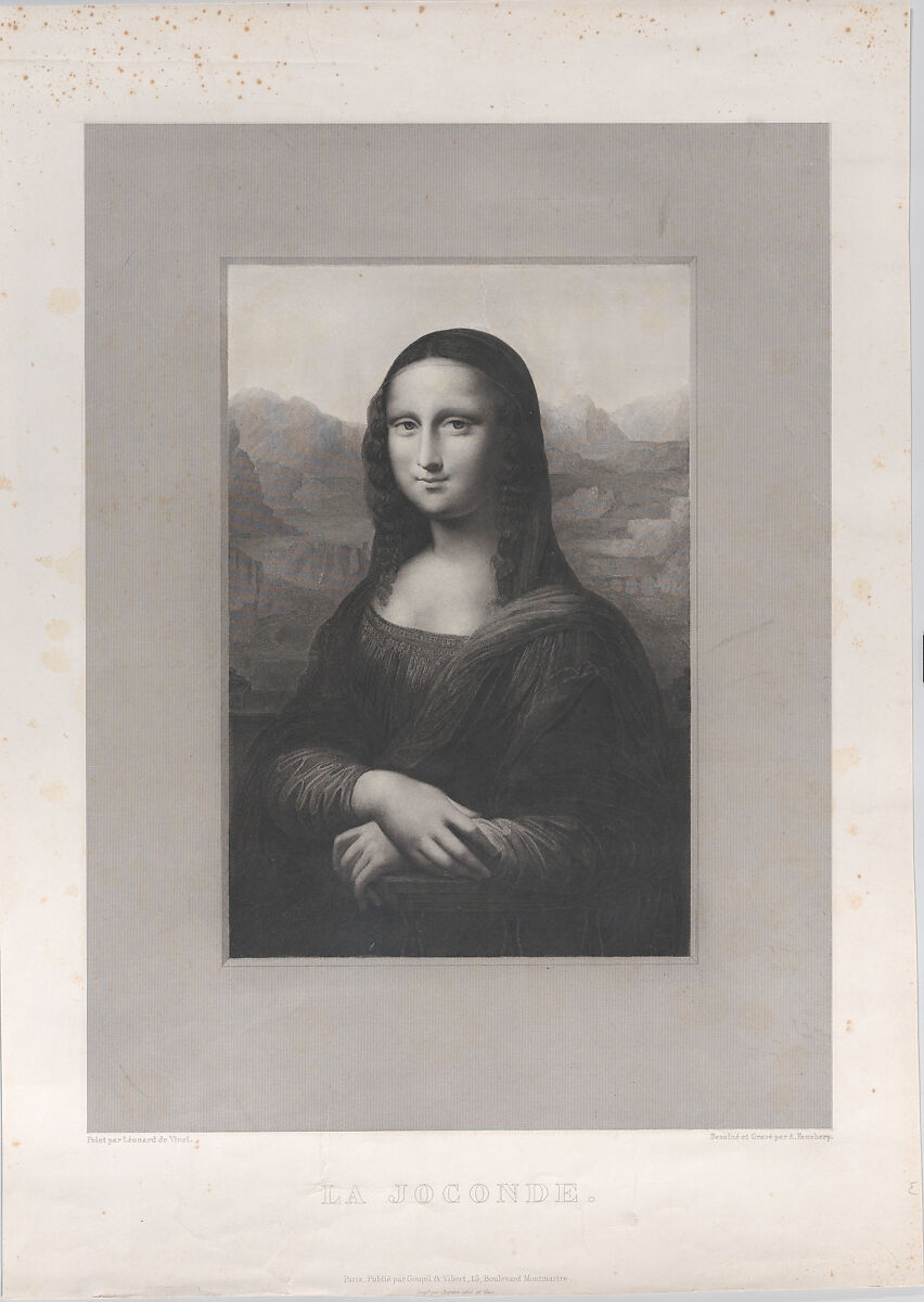 Mona Lisa (La Joconde), Augustine Fauchery (French, born Paris, 1803), Engraving 