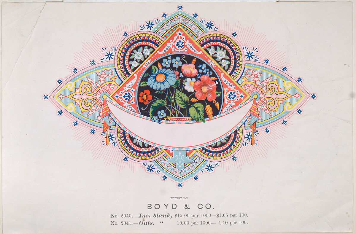 Trade Card for Boyd & Co., Printer, Anonymous, American, 19th century, Commercial lithograph 