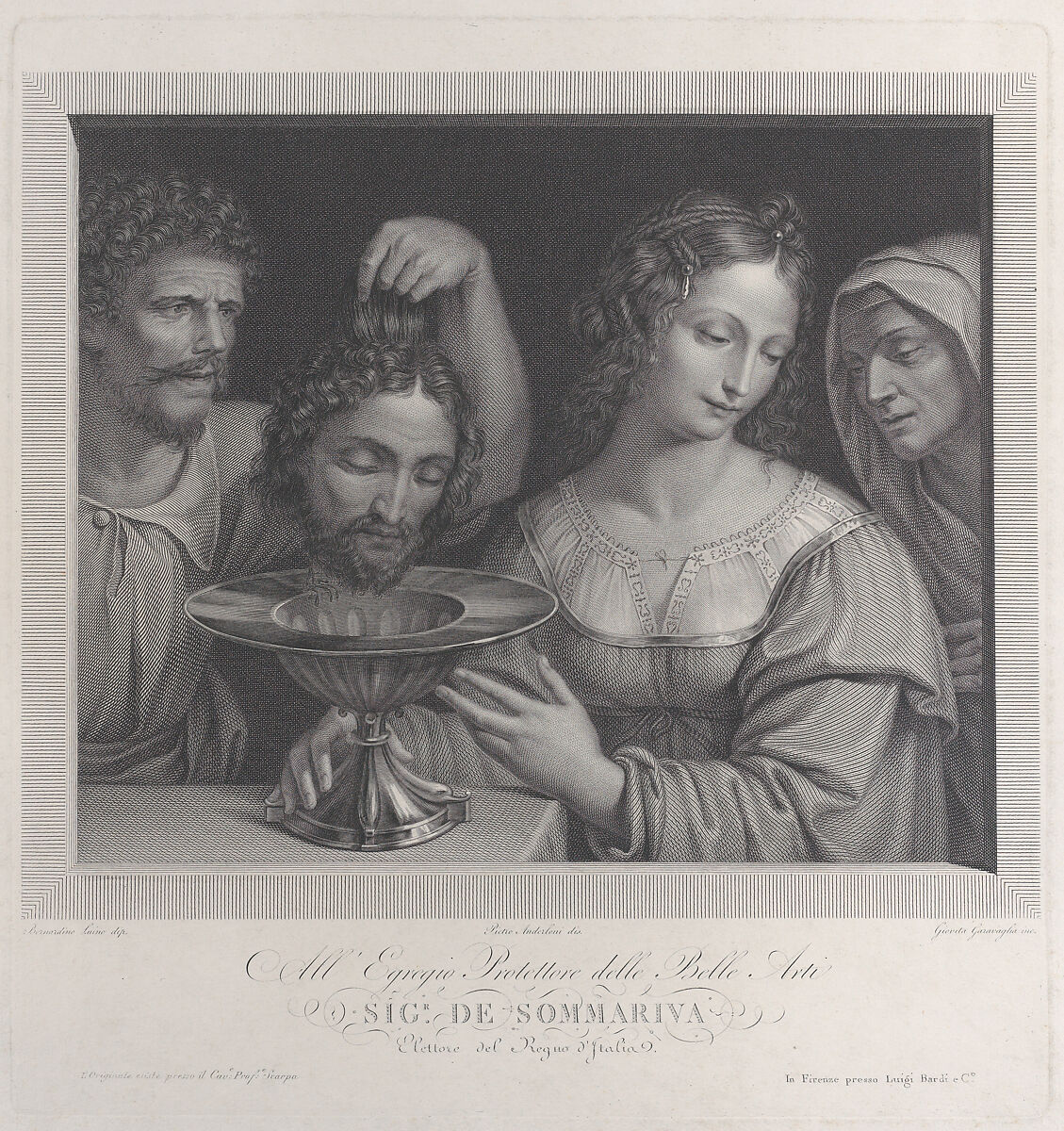 Salome and the head of Saint John the Baptist, Giovita Garavaglia (Italian, Pavia 1790–1835 Florence), Engraving 